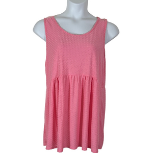 Chic Soul Pink Swiss Dot Textured Baby Doll Tank Top